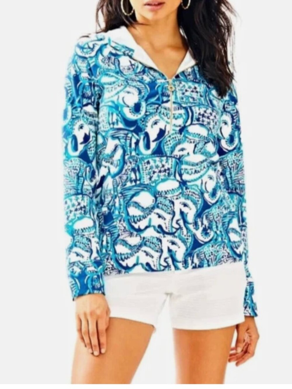 NWOT Lilly Pulitzer UPF 50+ Popover Hoodie Sweatshirt Keep On Trunkin + XXS